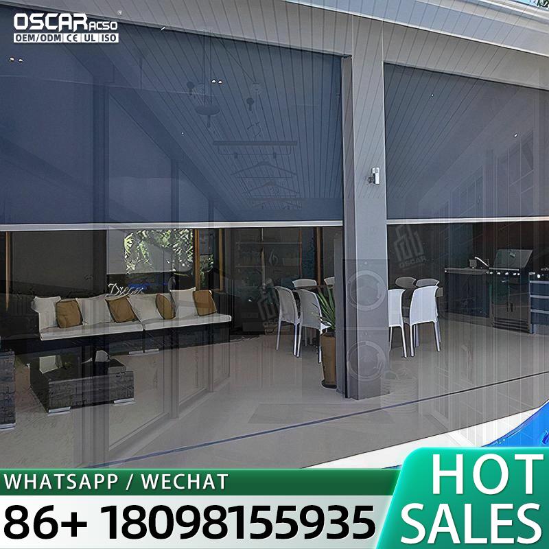 Outdoor Power Roller Shades - Nowoczesny, elektryczny, aluminiowy, biały altan z