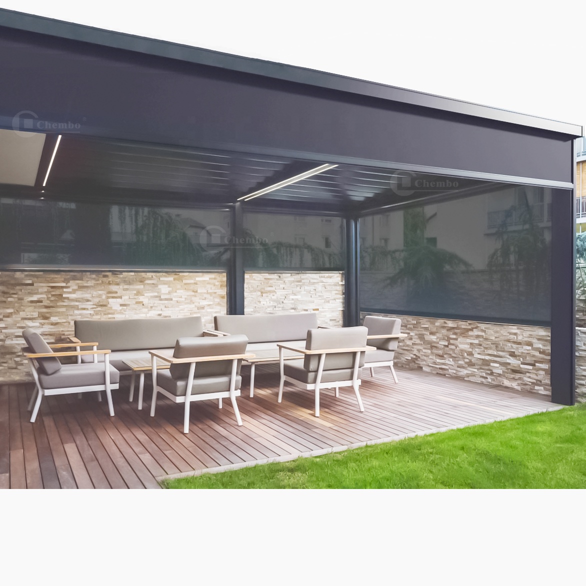 Outdoor Power Roller Shades - Inteligentne sterowanie Wodoodporne zewnętrzne rolety Aluminiowe,